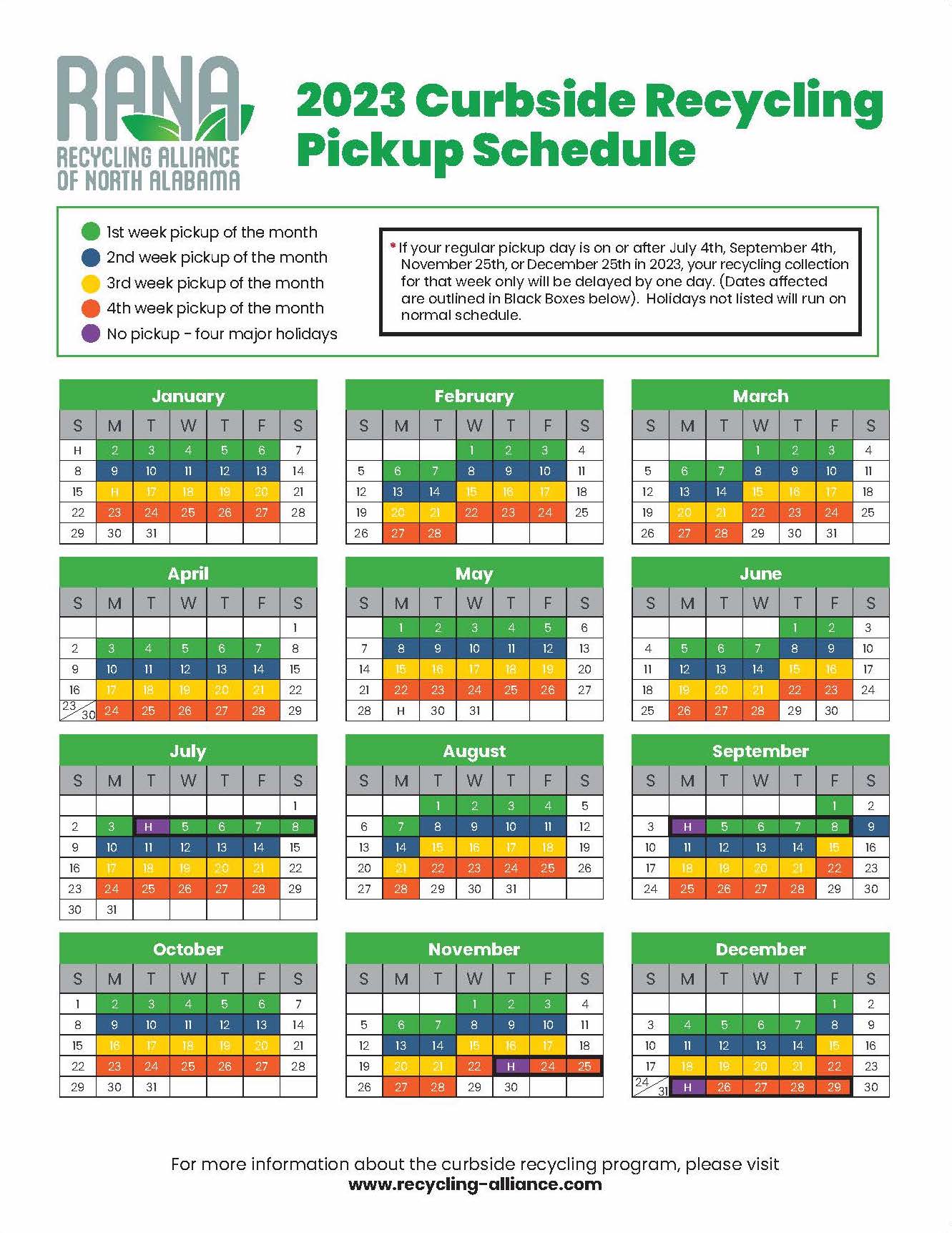 2022 Recycling Pickup Schedule