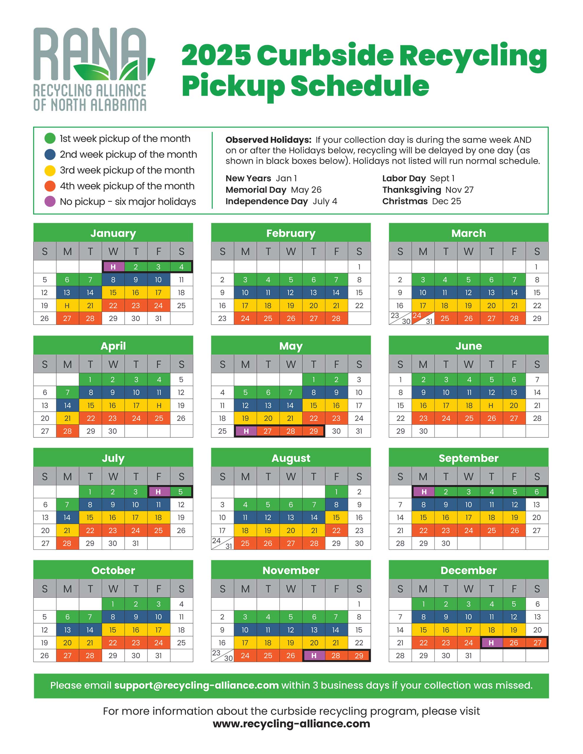 2022 Recycling Pickup Schedule